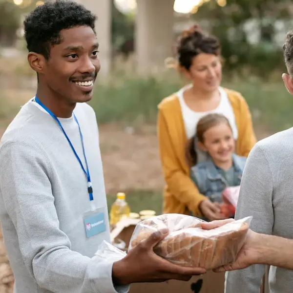 A person sharing a food